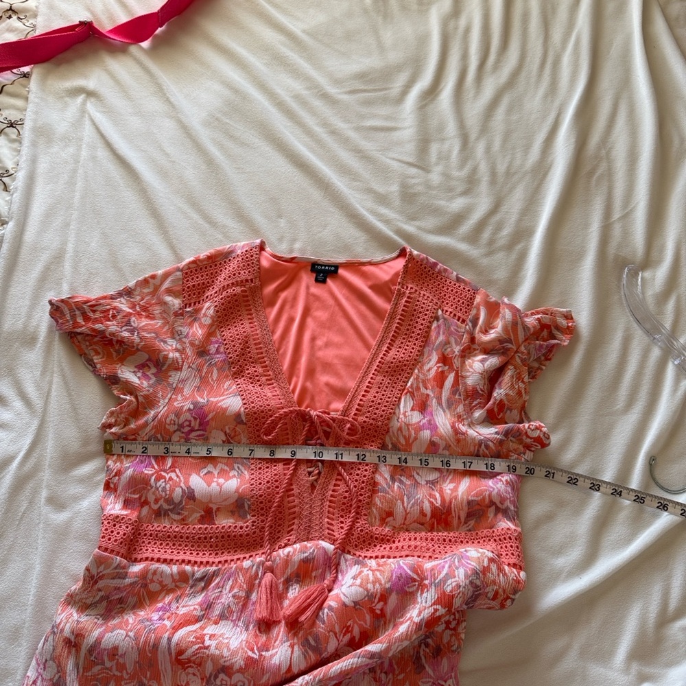 Torrid Crinkle Gauze Lace Up Dress - Picture 9 of 14